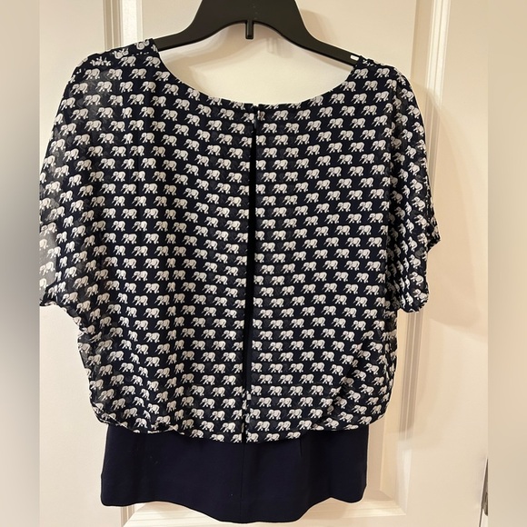 CAbi Navy Blue Polka Dot Blouse Relaxed Fit - Picture 4 of 4
